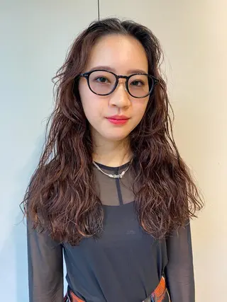 ロング カラー パーマ ヘアアレンジ メンズ キッズ ネイル マツエク・マツパ アイブロウ パーマスタイル🔅 sayacaのヘアスタイル