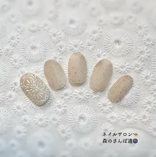 ネイル ショートネイル 森のさんぽ道のネイルデザイン