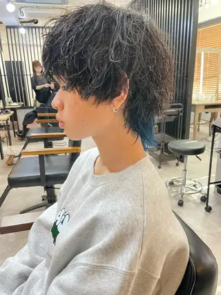 ミディアム カラー パーマ メンズ 勝毛 広貴のヘアスタイル