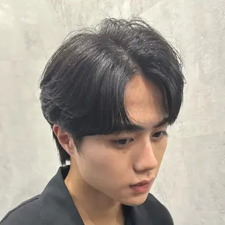 パーマ メンズ 曲がる縮毛矯正/メン ズカット髪質改善のヘアスタイル