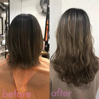 セミロング カラー パーマ ヘアアレンジ 八巻 晴香のヘアスタイル