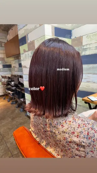 ミディアム カラー 佐々木彩衣🤍 縮毛矯正✨艶カラーのヘアスタイル
