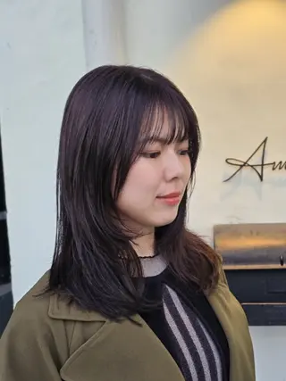 セミロング カラー 透明感🫧艶カラー✨ レイヤー✂渡辺祐輔のヘアスタイル