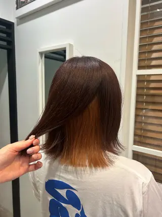 ミディアム mei/ オリーブ/縮毛矯正のヘアスタイル