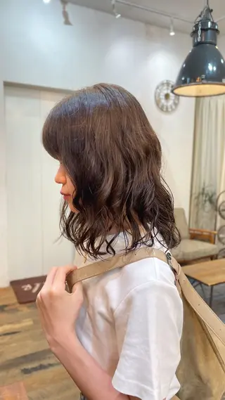 ミディアム カラー パーマ kahona/パーマ /ブリーチ銀座のヘアスタイル