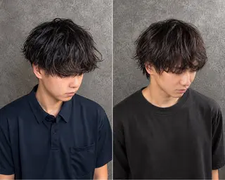ショート パーマ メンズ ウルフスタイル アメ村 河合顕正のヘアスタイル