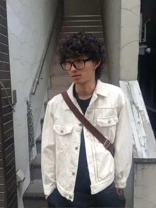 パーマ メンズ 杏華レイヤー/ パーマ/ハイトーンのヘアスタイル