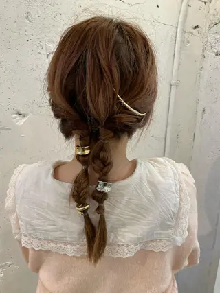 ヘアアレンジ 天神最安値エクステ カラーレイヤーカットのヘアスタイル