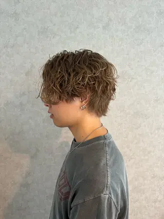 ショート カラー パーマ ヘアアレンジ メンズ スパイキー/フェザー /波巻き/かいとのヘアスタイル
