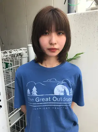 ミディアム カラー 赤み消しカラー/ ミントカラー/トモキのヘアスタイル