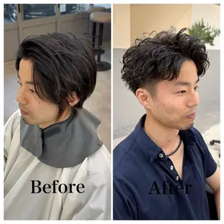 ショート パーマ メンズ 古賀 雄大のヘアスタイル