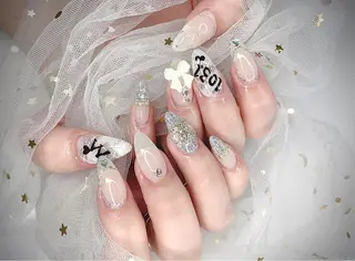 ネイル I-nailロング /ワンホン/キラキラのネイルデザイン