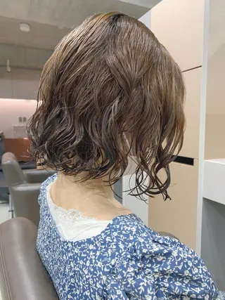 ミディアム パーマ ボブパーマコテ巻き風 パーマNo1深江秀平のヘアスタイル