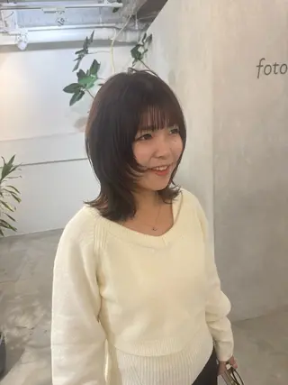 セミロング 新宿/顔周りカット +レイヤー=しずく♩のヘアスタイル