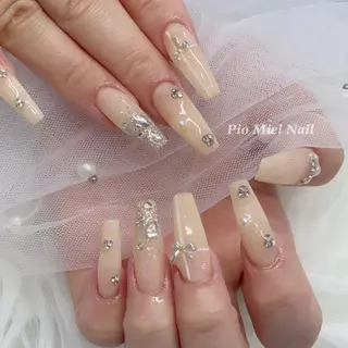 ロング カラー HANA 長さだしのネイルデザイン