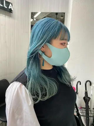 ロング カラー ヘアアレンジ ブリーチダブルカラー 元町三宮/三ノ宮のヘアスタイル