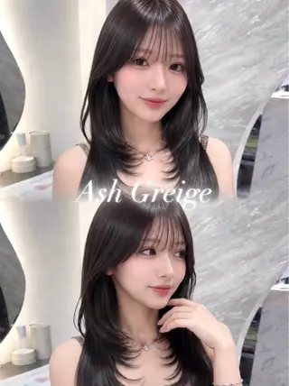 セミロング カラー ヘアアレンジ 🖤kana韓国ヘア 艶髪カラー特化🖤のヘアスタイル