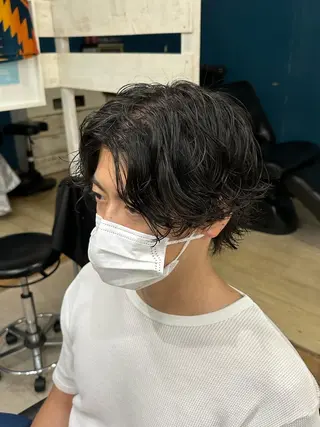 ミディアム パーマ メンズ Mens cut Hannaのヘアスタイル