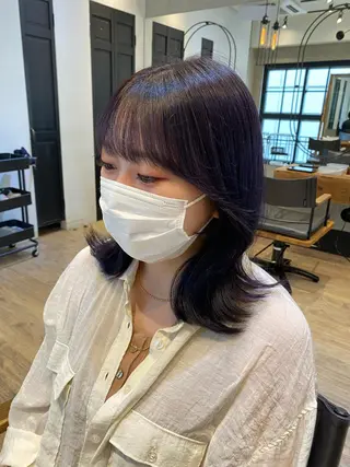 セミロング 新宿/顔周りカット +レイヤー=しずく♩のヘアスタイル