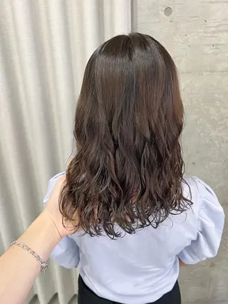 セミロング パーマ ボブパーマコテ巻き風 パーマNo1深江秀平のヘアスタイル