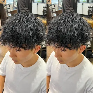 カラー パーマ メンズ センターパート ／植田のヘアスタイル
