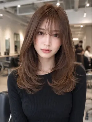 ロング カラー 韓国×艶ハイトーンが かわいい✨️リオ🍒のヘアスタイル