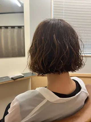 ミディアム パーマ 蟹江/ショート/ボブ パーマ/上坪あずさのヘアスタイル