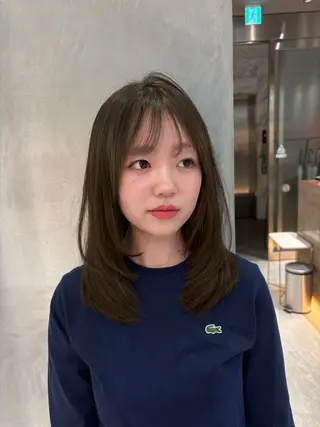 セミロング カラー 顔周りカット/透明感 カラー/ゆう🤎のヘアスタイル