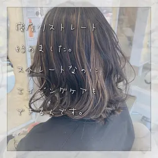 セミロング カラー パーマ 上田 篤史のヘアスタイル