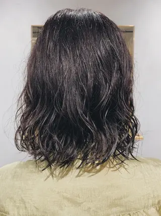 ミディアム カラー パーマ ボブパーマコテ巻き風 パーマNo1深江秀平のヘアスタイル