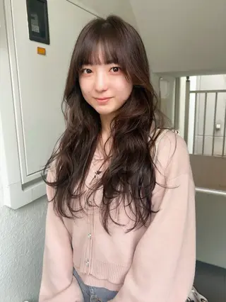 ロング カラー レイヤーカット🍏 オリーブ/ののかのヘアスタイル