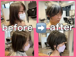 ショート 髪質改善×韓国ヘア 透け感カラーやまたつのヘアスタイル