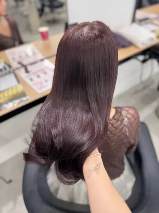 セミロング カラー ヘアアレンジ 🤍淡色ピンク&ラベ ンダーYUKI🤍のヘアスタイル