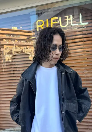 ミディアム パーマ 園田 将士のヘアスタイル