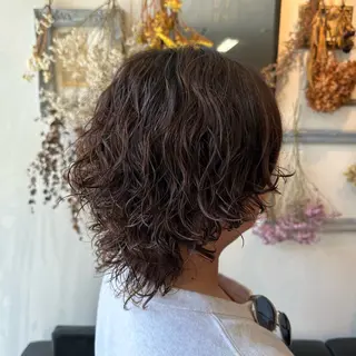 ミディアム パーマ 💜推しインナー カラー/菊池柊真💜のヘアスタイル