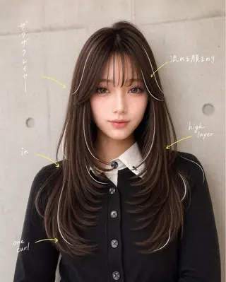 セミロング カラー ヘアアレンジ 🌫️大人韓国ヘア 🌫️naoyaのヘアスタイル