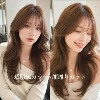 セミロング カラー 透明感カラー×顔周り mizuki🫧のヘアスタイル