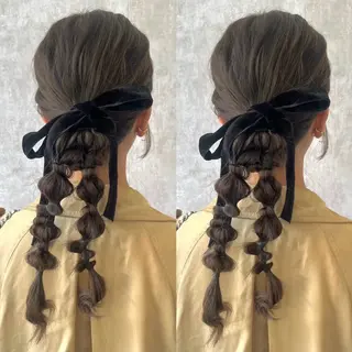 ロング ヘアアレンジ ヘアメ🎀ハイトーン 🩵エクステ🪄しほのヘアスタイル