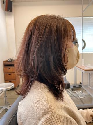 セミロング パーマ 鬼頭 優吾のヘアスタイル