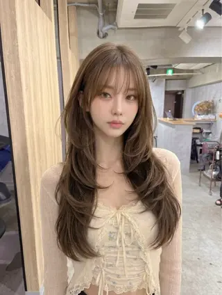 ロング カラー ヘアアレンジ 韓国レイヤー/ 顔周り💕田中将吾のヘアスタイル