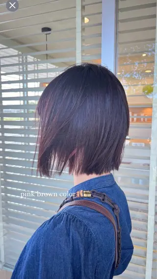ミディアム 🍈暗髪艶カラー /🥣韓国風カラーのヘアスタイル