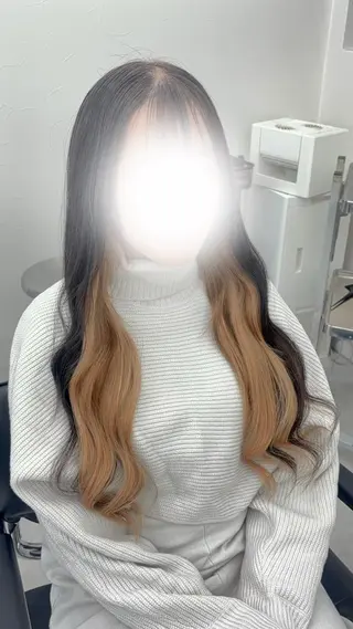 ロング カラー 羽エクステ/シール エクステ/横浜駅5分のヘアスタイル