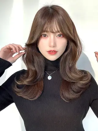 セミロング カラー 顔周り特化/韓国ヘア /レイヤー/吉野幸大のヘアスタイル