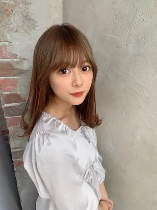 ミディアム カラー 銀座✨レイヤーカット 顔まわり/坂本亜裟海のヘアスタイル