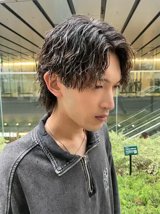 ショート カラー パーマ ヘアアレンジ メンズ 亀井隆汰/メンズ専門 パーマ/フェード可のヘアスタイル