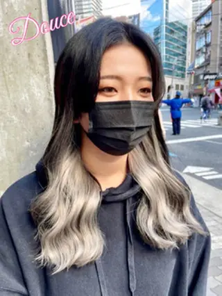 ロング カラー 大阪レミーエクステ チビ編み込みのヘアスタイル