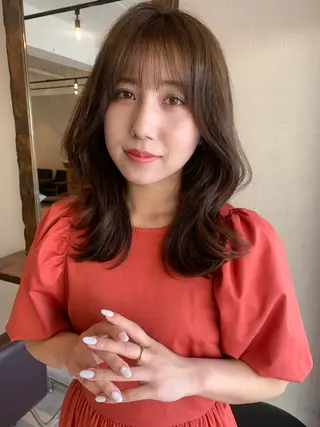 ミディアム カラー パーマ 透明感カラー✂︎ /縮毛矯正/YUKAのヘアスタイル