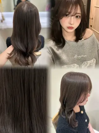 ロング カラー ベージュカラー🤎 酸性縮毛矯正のヘアスタイル