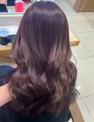 セミロング カラー ブリーチなしカラー/ 暖色カラー/艶カラーのヘアスタイル