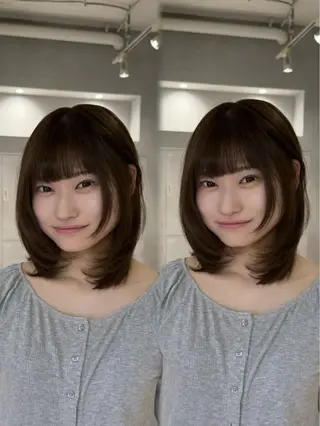 ミディアム カラー あんな🦋レイヤー カット/透明感カラーのヘアスタイル